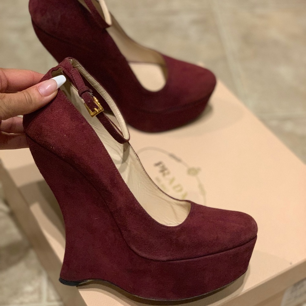 PRADA suede platform pumps